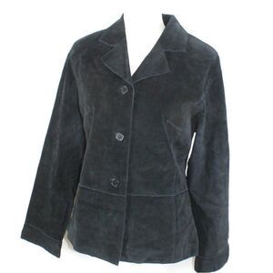 BRANDON THOMAS Black/ leather Suede/ Washable/ Jacket/ Coat/ Front Buttons/ M